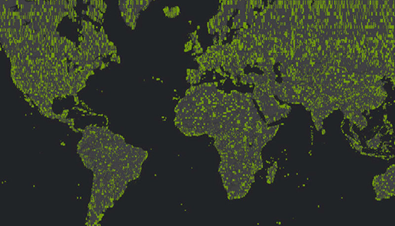 World map of our large coverage area